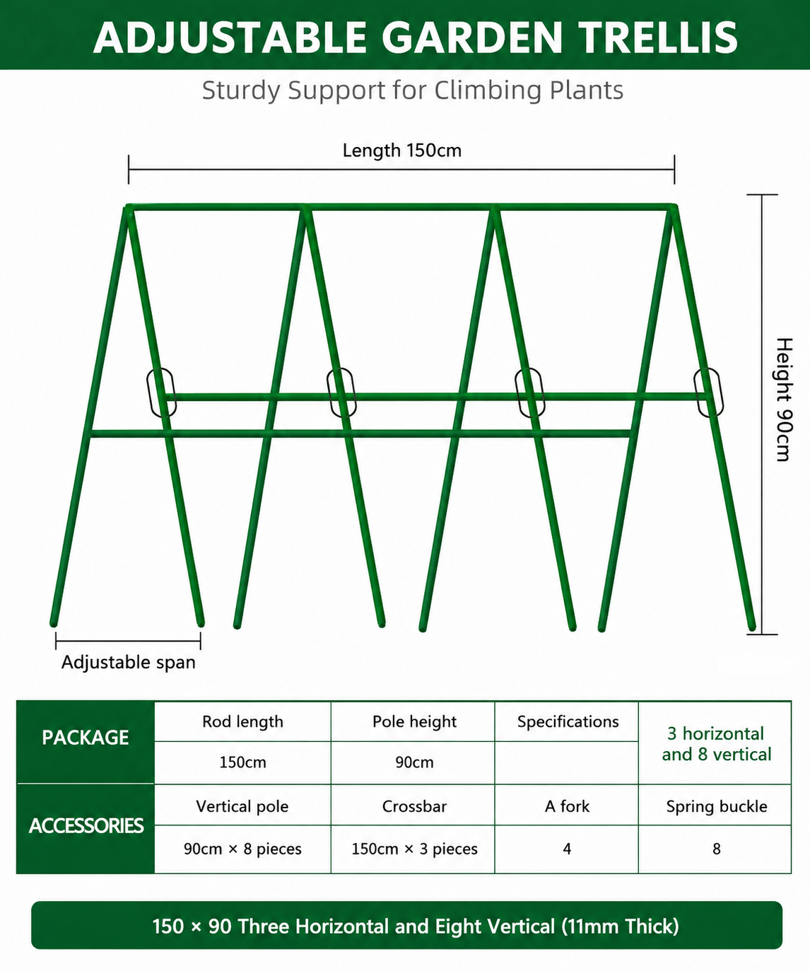 Horizontal Steel Vegetable Frame - 150cm wide x 90cm Tall