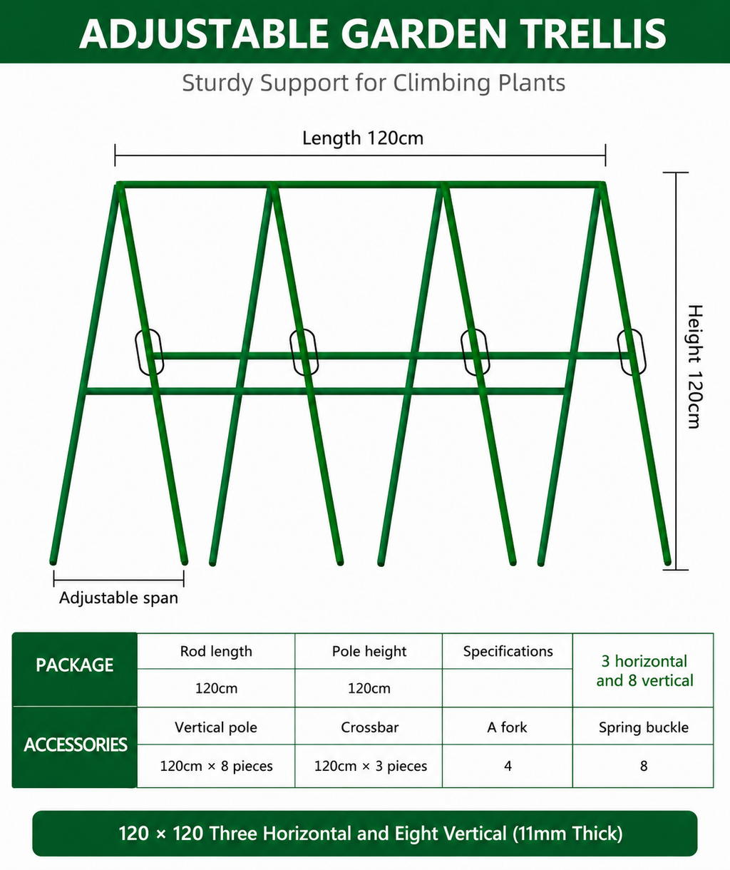 Horizontal Steel Vegetable Frame - 120cm wide x 120cm Tall